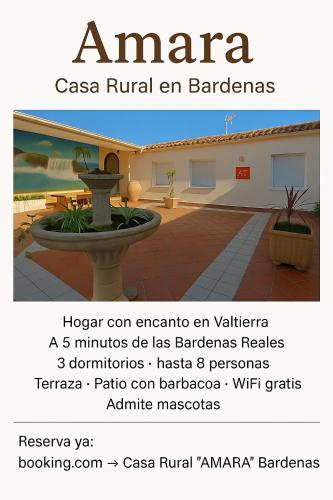 a screenshot of a website of a building with a fountain at Casa Rural "AMARA" Bardenas in Valtierra
