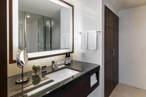 a bathroom with a sink and a mirror at Hyatt Regency Tokyo in Tokyo