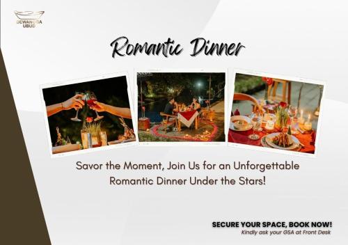 a flyer for a dinner dinner under the sunset at Dewangga Ubud in Ubud
