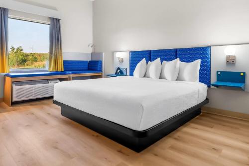 a bedroom with a large bed and a window at Microtel Inn & Suites by Wyndham Prattville Montgomery in Prattville