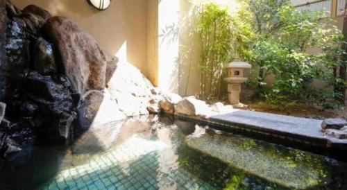 a swimming pool with a water feature in a house at Ako Park Hotel in Ako