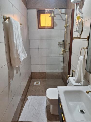 a bathroom with a toilet and a sink at Almasi Suites at Sandyshore Beach Resort in Kikambala