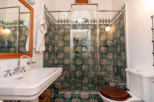 a bathroom with a shower and a sink at Il Frantoio in Panarea