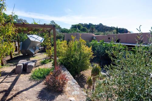 a garden with a light in the middle at Il Frantoio in Panarea