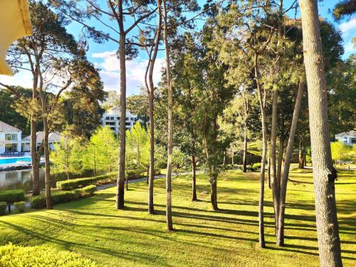 a group of trees in a park with grass at Green Park Complejo Solanas in Punta del Este