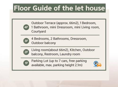 a screenshot of the floor guide of the left house at 500m2 Busan Ocean view private Let house in Busan