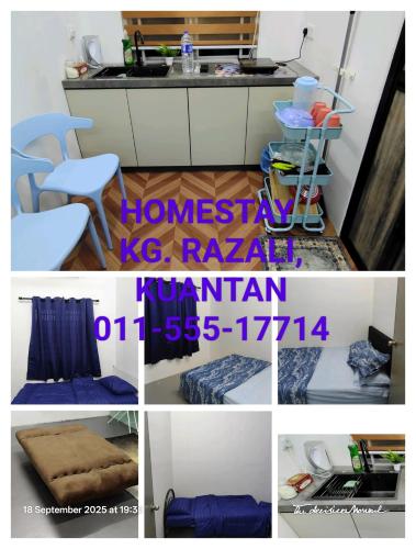 a collage of pictures of a kitchen with a sink at Homestay Kg Razali in Kuantan