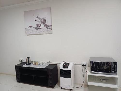 a kitchen with a microwave oven and a refrigerator at 19 on Smit in Piet Retief