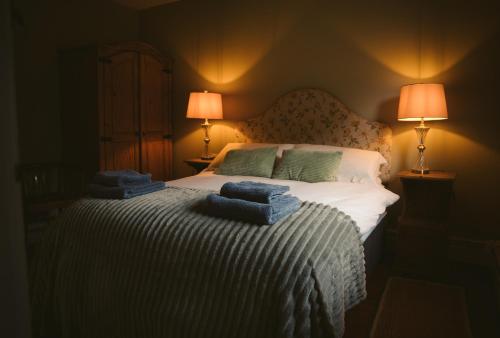 Un pat sau paturi într-o cameră la Longford Holiday Blue Sky Self Catering Cottage