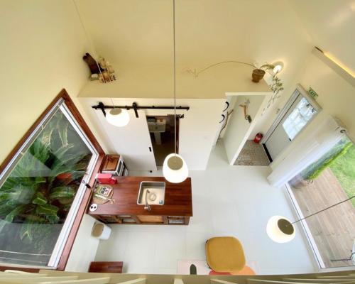 an overhead view of a tiny house with a large window at 오를 Orle in Kama-ri