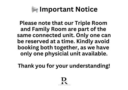 a line of text that reads important notice preserve note that our triple room and family at Regent Event & Leisure in Ipoh