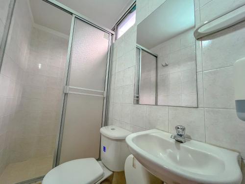 イバゲにあるNeón Living Ibaguéのトイレと洗面台付きのバスルーム