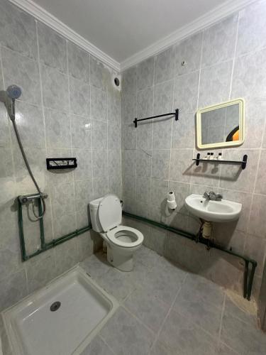 a bathroom with a toilet and a sink at Kasbah Ziwana - Guesthouse in Zagora