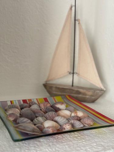 a magazine with a picture of a boat on it at Zentral und komfortabel an der Kathedrale in Fribourg