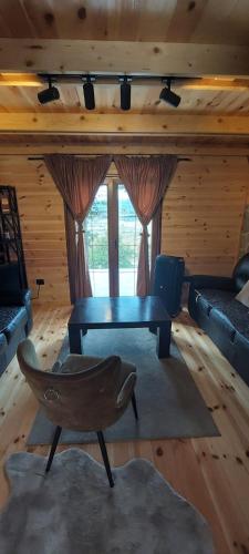 a living room with a table and a couch at Mala Vila Sofija in Mojkovac