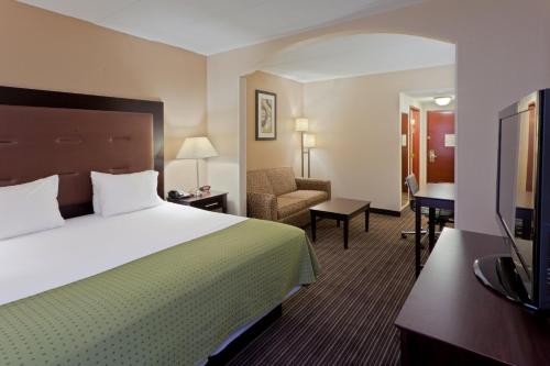a hotel room with a bed and a television at Holiday Inn Express Hotel & Suites Charleston-Southridge by IHG in Charleston