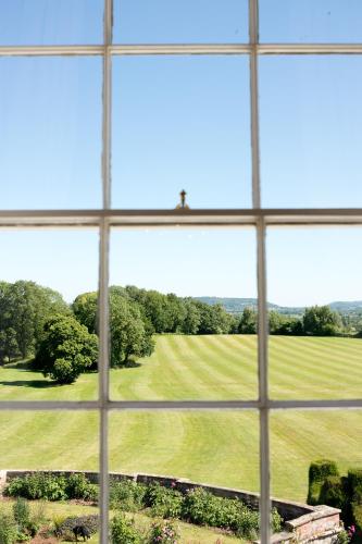a view of a field from a window at Burton Court in Dilwyn