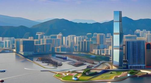 a rendering of a city with mountains in the background at Metroplace Boutique in Hong Kong