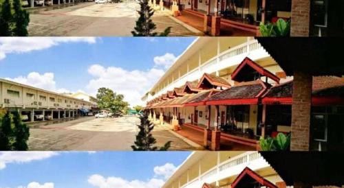 two pictures of a building and a street at Piyaporn Hill Paradise Hotel in Mae Sai