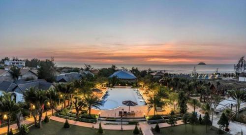an aerial view of a resort with a swimming pool at HON BA LAGI BEACH RESORT in La Gi