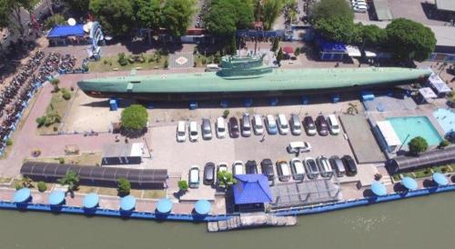 an aerial view of a building with a swimming pool at Merr 57 in Surabaya