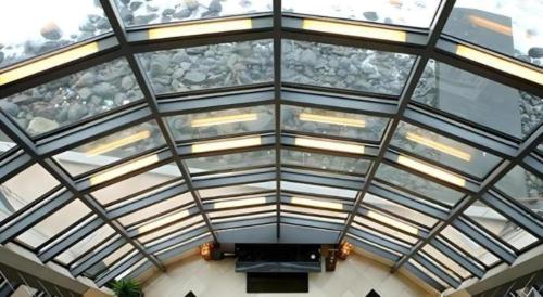 an overhead view of a glass ceiling in a building at Luxury Wa Hotel Kaze No Kaori in Ito