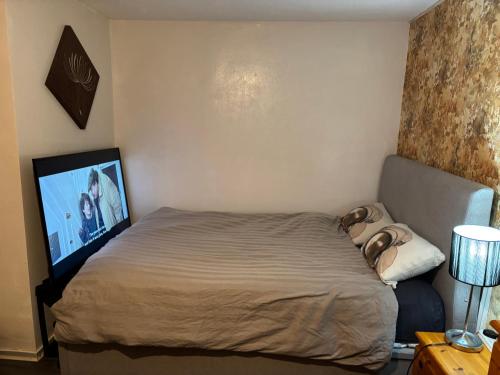 Postel nebo postele na pokoji v ubytování Cosy single, double and king size rooms with shared bathroom
