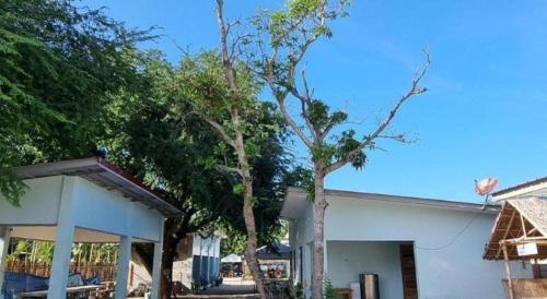a tree in front of a white house at Yemaya de Laiya powered by Cocotel in Batangas City