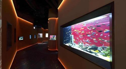 a room with a large fish tank on the wall at KEIKYU EX INN Keikyu Kawasaki-Station in Kawasaki