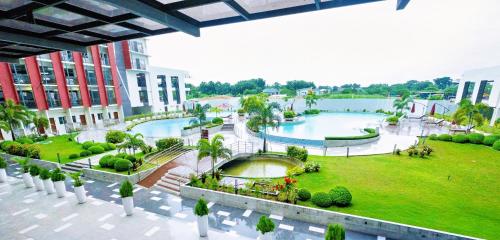 an aerial view of a park in a city at Modern Retreat with Private Balcony in Mactan Island