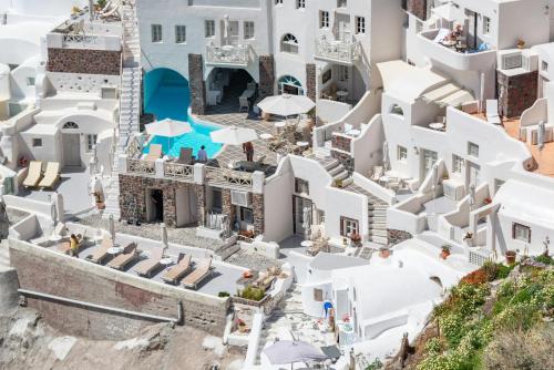 an aerial view of a white building at Yposkafon Concept Two-Bedroom Villa with Private Jacuzzi and Hamam in Megalokhori