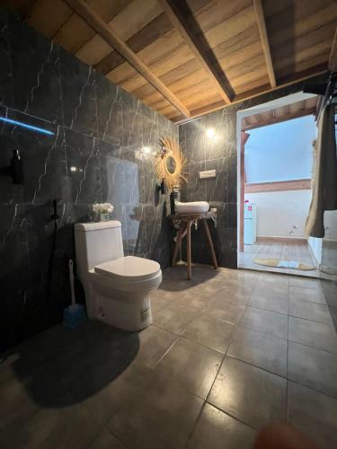 a bathroom with a toilet and a sink at Solo-A-Villa in Paje
