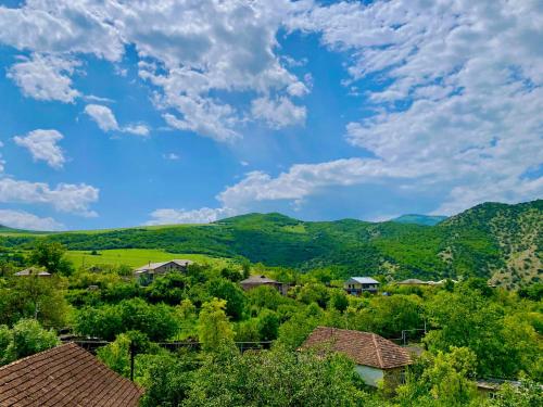 a view of a village with mountains in the background at Old farm in Ijevan