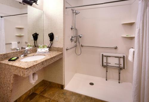 a bathroom with a sink and a shower at Holiday Inn Express & Suites Kanab by IHG in Kanab