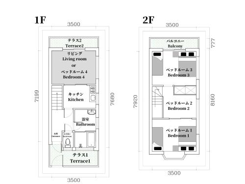 a floor plan of a house at 7時IN19時OUT # 池袋駅でのお迎えあり # ヴィラ一軒家貸切 # 駅近8分 # 池袋駅10分 # 上野駅13分 # 7 00 IN19 00 OUT # Pick up Ikebukuro # Whole villa rental # 8 min to station # 10 min to Ikebukuro # 13 min to Ueno in Tokyo