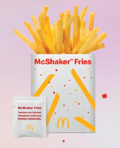 a box of french fries and a container of mcshatter fries at Studio apartamentas su balkonu in Vilnius