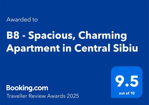 a blue sign with the spontaneous channeling appointment in central sliki at B8 - Spacious, Charming Apartment in Central Sibiu in Sibiu