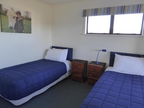 a bedroom with two beds and a picture on the wall at Cottages On St Andrews in Havelock North