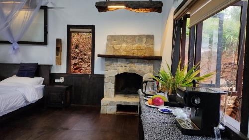 Ένα ή περισσότερα κρεβάτια σε δωμάτιο στο A Su Homestay Mù Cang Chải
