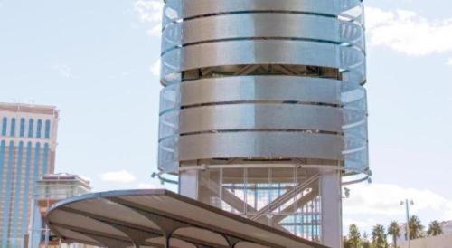 a tall glass building with a curved roof at Ahern Hotel and Event Center in Las Vegas