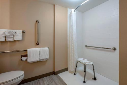 a bathroom with a toilet and a shower at Comfort Inn Horsham - Philadelphia in Horsham