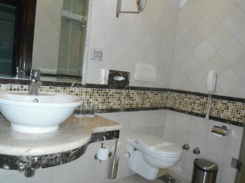 a bathroom with a sink and a toilet at Romance Alexandria Hotel in Alexandria