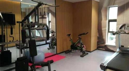 a gym with two exercise bikes in a room at ibis Xian South Gate in Xi'an