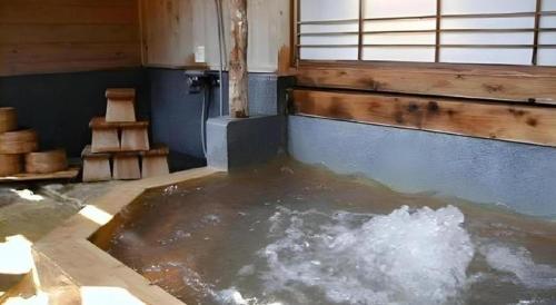 a large pool of water in a room at Hotel Myoken Tanaka Kaikan in Kirishima