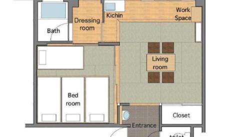 a floor plan of a building with the names at Espoir Misawa in Hakuba