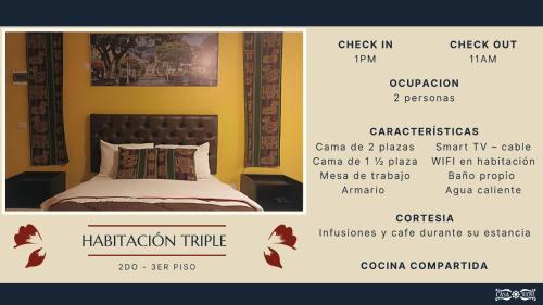 a poster of a bedroom with a bed in a room at Casa Sucre Ayacucho in Ayacucho