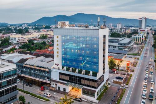 an aerial view of a large building in a city at Pelican Hotel in Batu Pahat