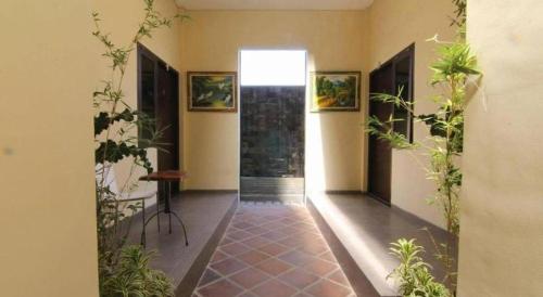 a hallway with plants on the walls of a building at MANDARI HOTEL SINGARAJA in Ubud