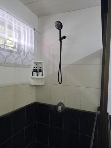 a shower with a shower head in a bathroom at Costa Verde Retreat 2 - Upper Floor in Quepos