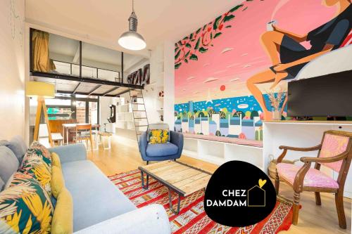 CHEZDAMDAM - le Loft du Stade - 6 chambres - terrasse - arcade